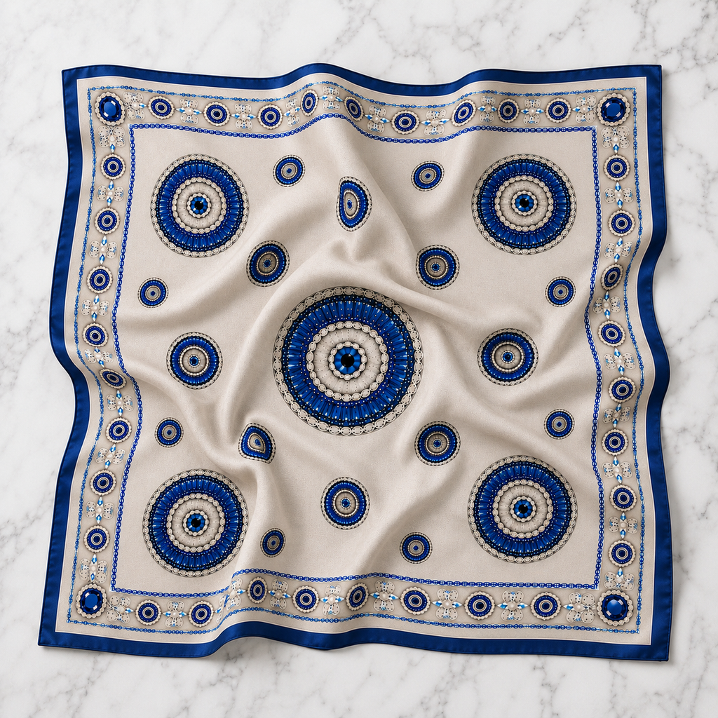 Evil Eye Jewel print Satin Scarf