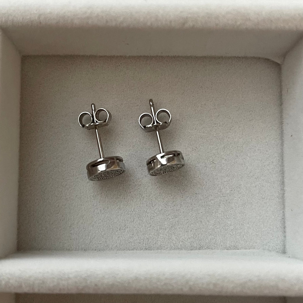 Classic 925 Sterling Silver Round Stone Stud Earrings
