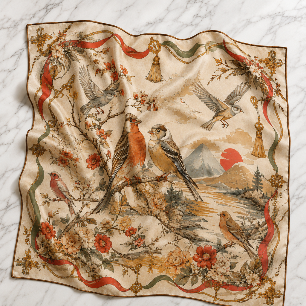 Birds of Tranquility Satin Scarf