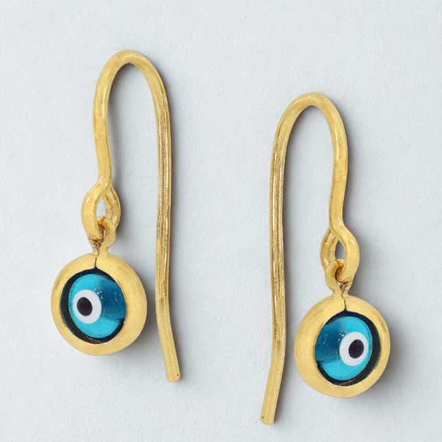 10KT Gold Petite Evil Eye Hook Earrings