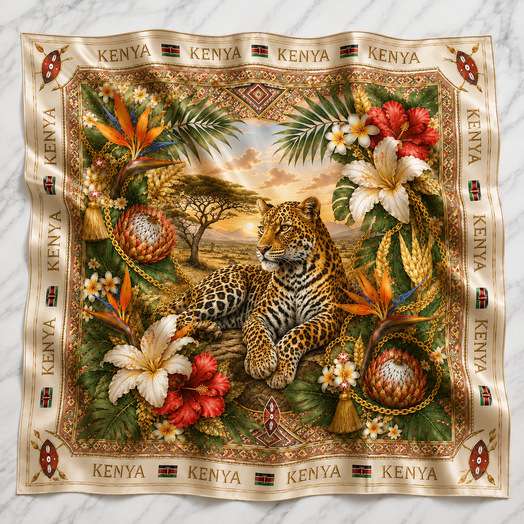 Beautiful Kenya Leopard Satin Scarf