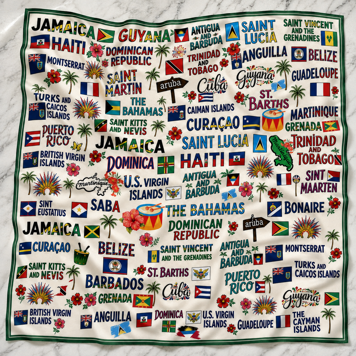 Travel the Caribbean Satin Scarf
