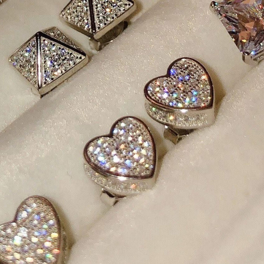 Hearts and Sparkle Sterling silver earrings