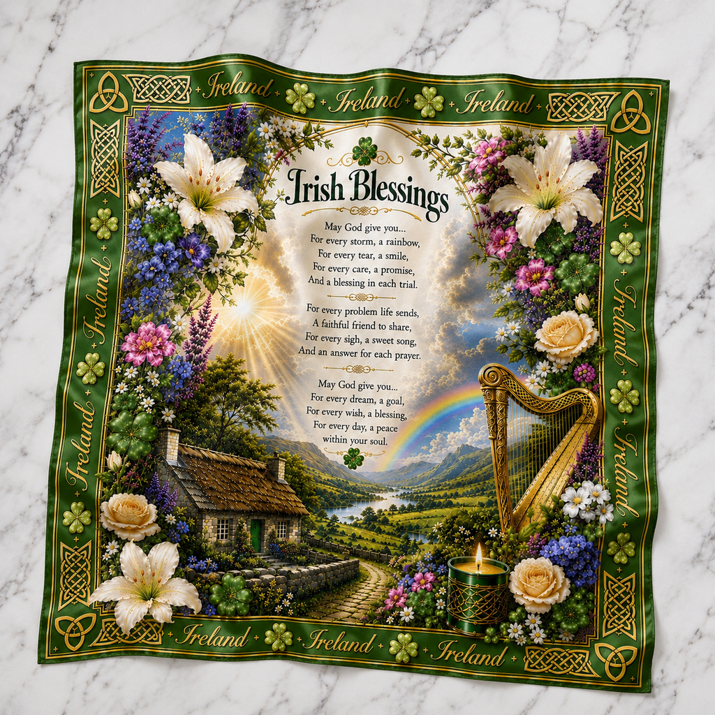 Irish Blessings Satin Scarf