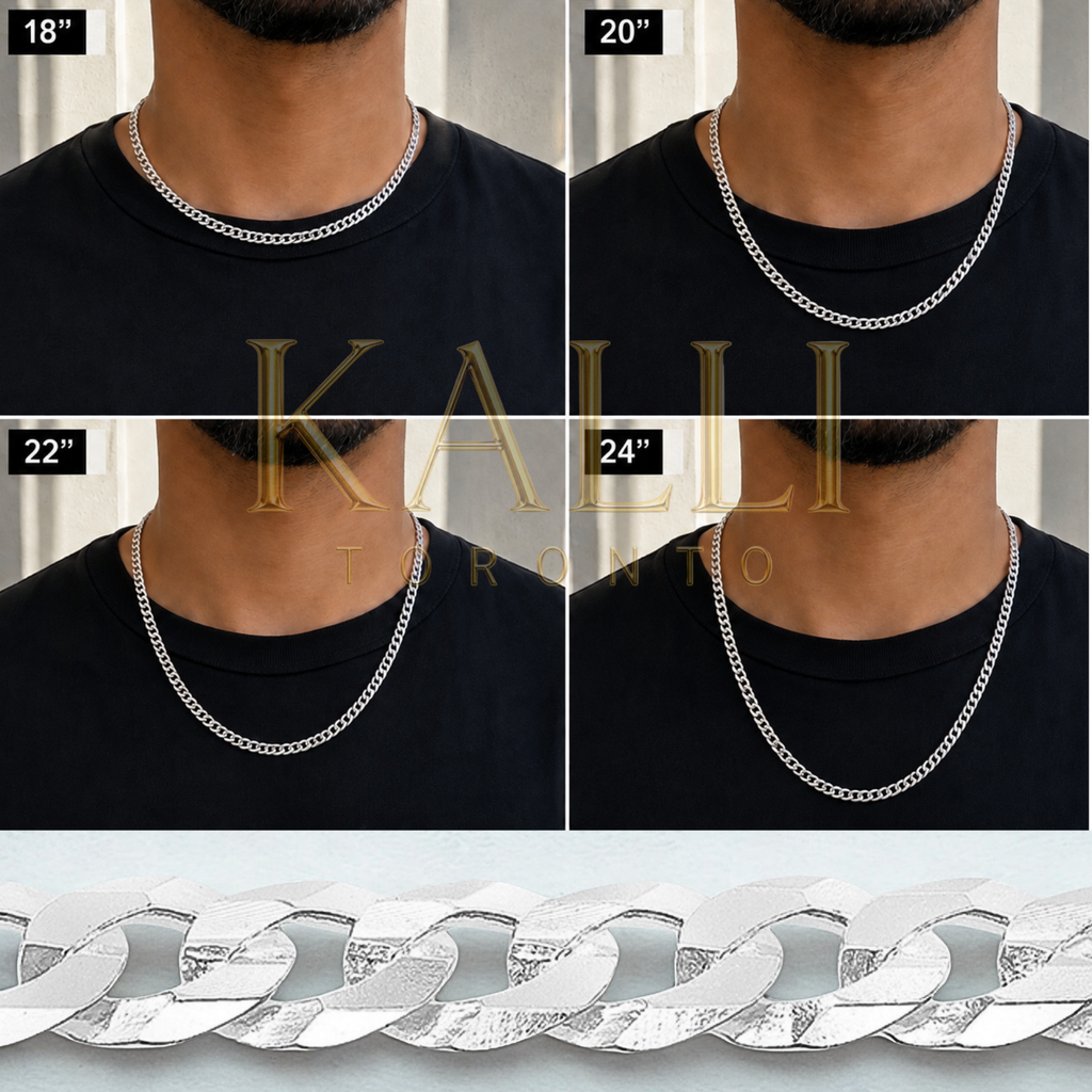 4.5mm 925 Italian Sterling Silver 6-Side Diamond Cut Curb Chain