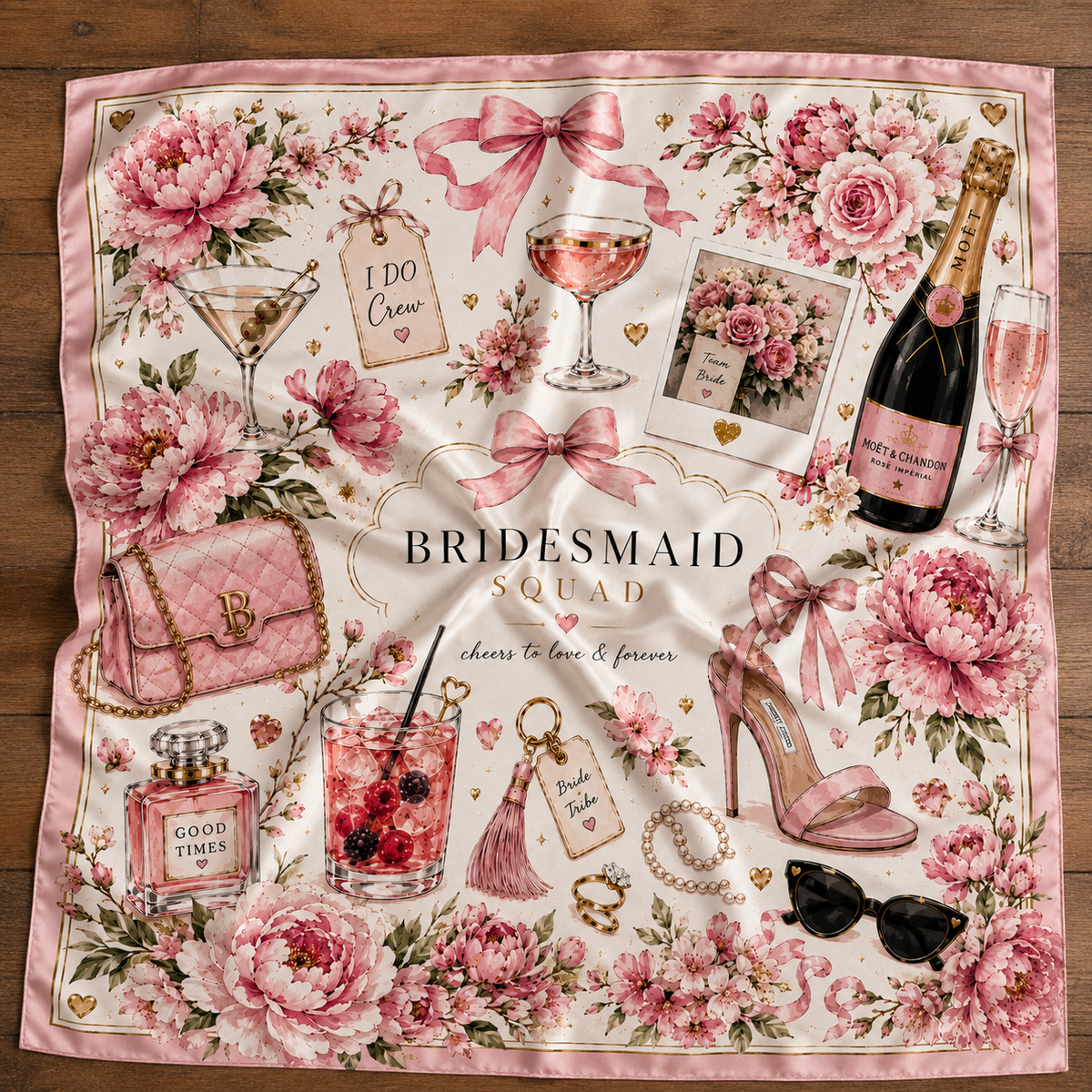 Bridesmaid Squad Luxury Satin Scarf
