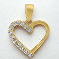 Pretty 10KT Gold CZ Open Heart Pendant
