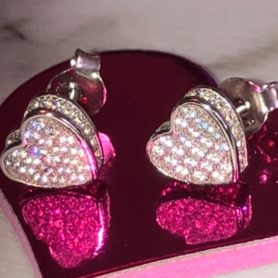 Hearts and Sparkle Sterling silver earrings