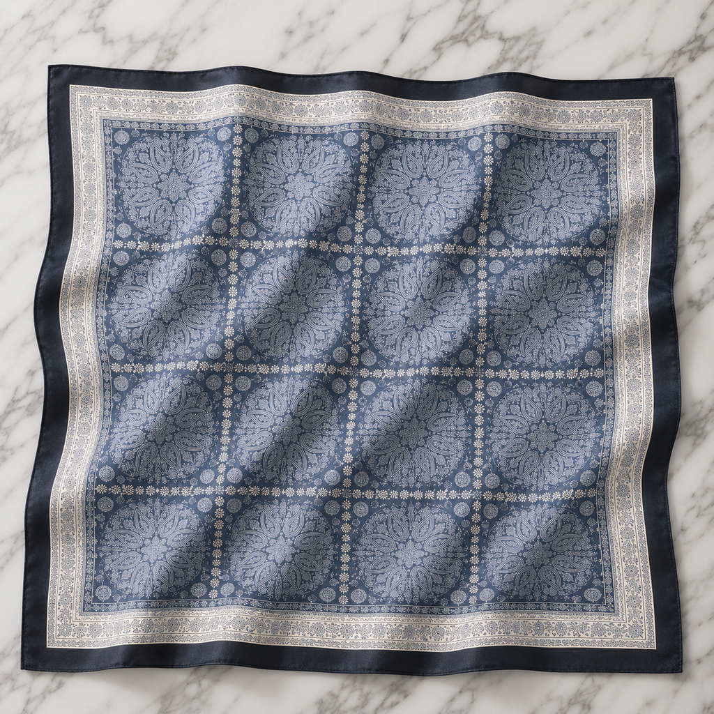 Power in Blue Satin Scarf