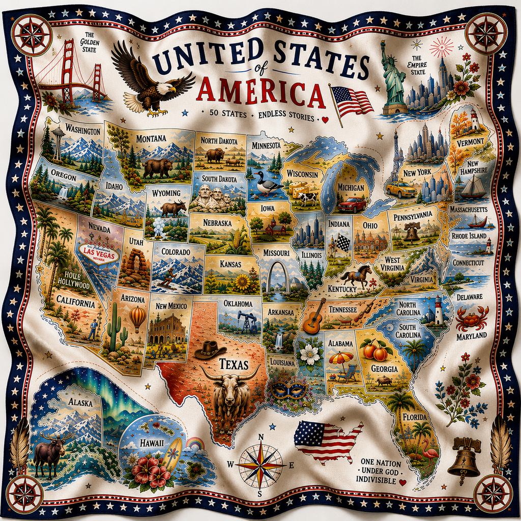 United States of America Satin Scarf