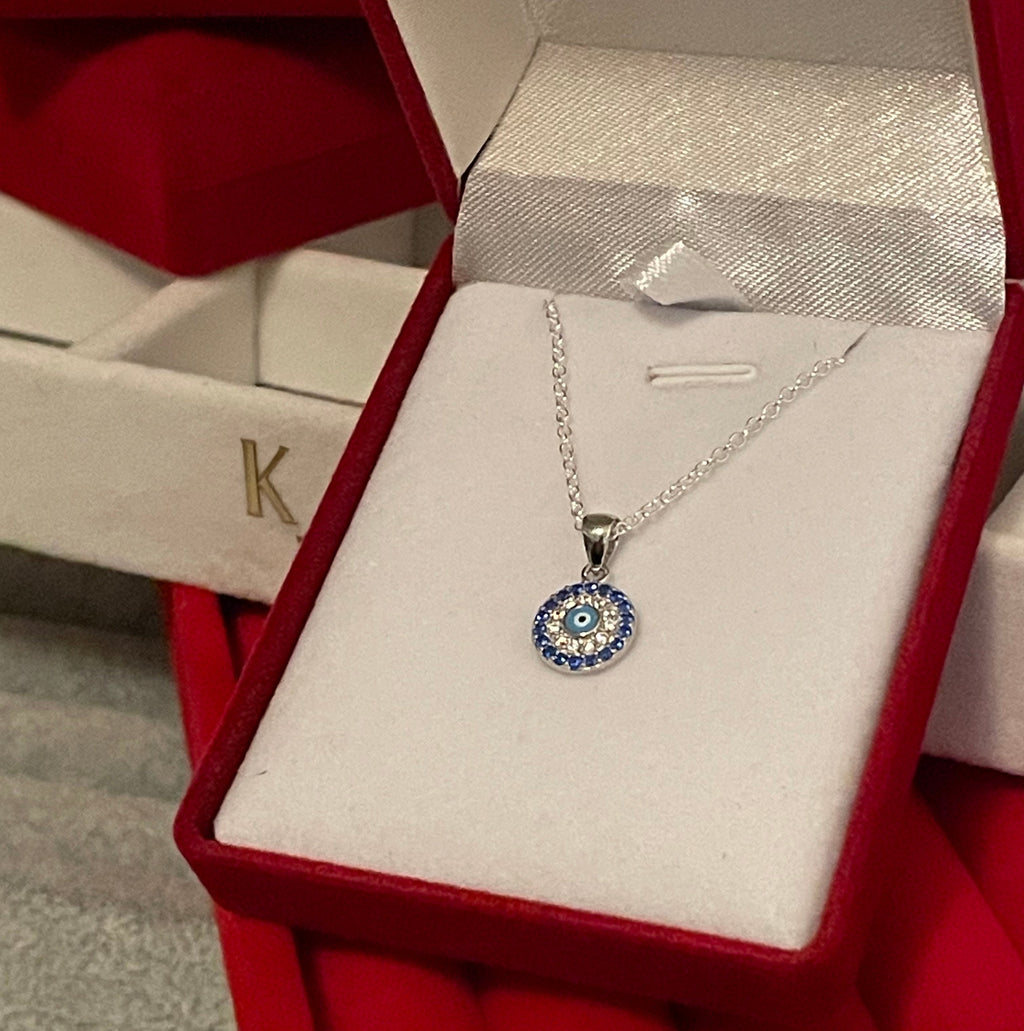 925 Sterling Silver CZ Evil Eye necklace