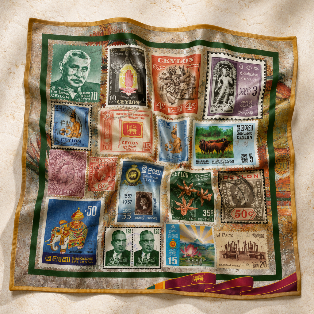 Sri Lanka Stamp Satin Scarf