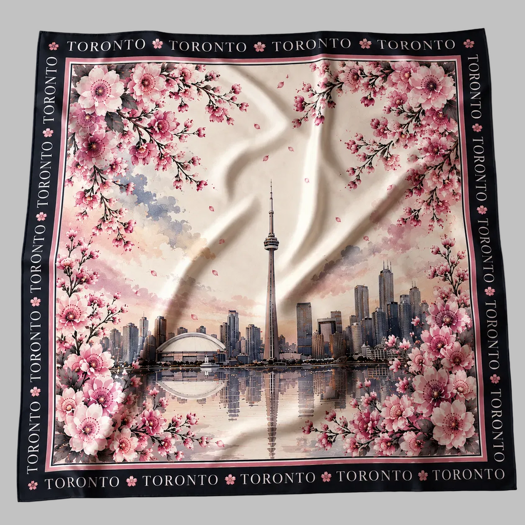 Toronto Cherry Blossom Luxury Satin Scarf