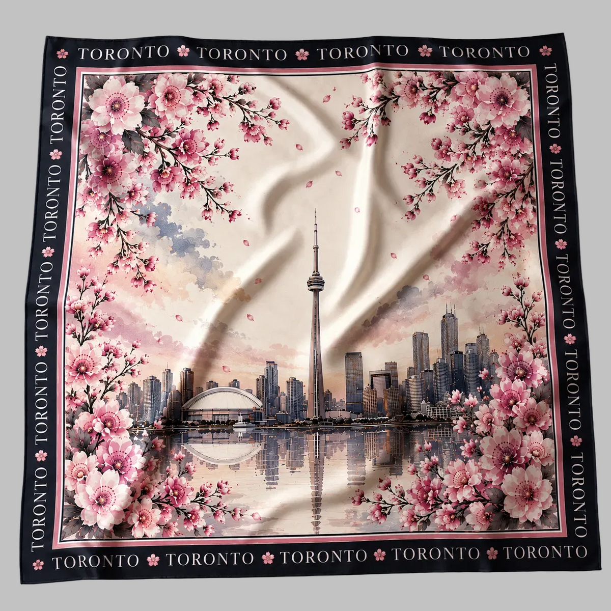 Toronto Cherry Blossom Luxury Satin Scarf