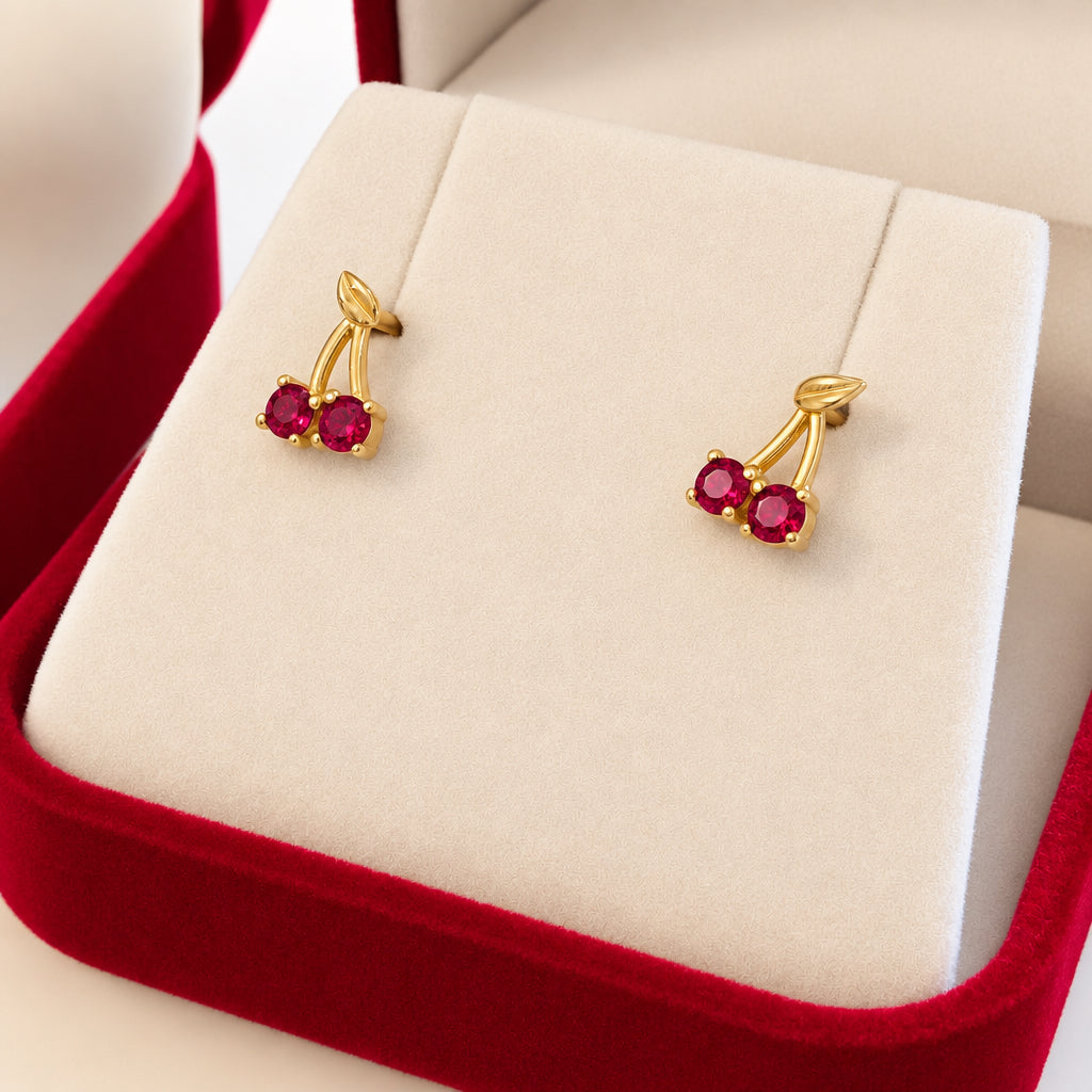 Sterling Silver Cherry Stud Earrings
