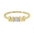 925 Sterling Silver Gold plated MOM ring