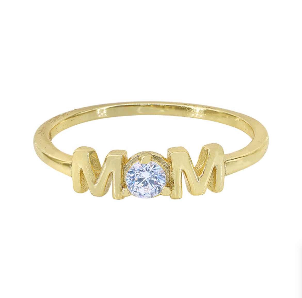 925 Sterling Silver Gold plated MOM ring