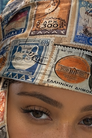 Greek Heritage Greece Vintage Stamp Satin Scarf