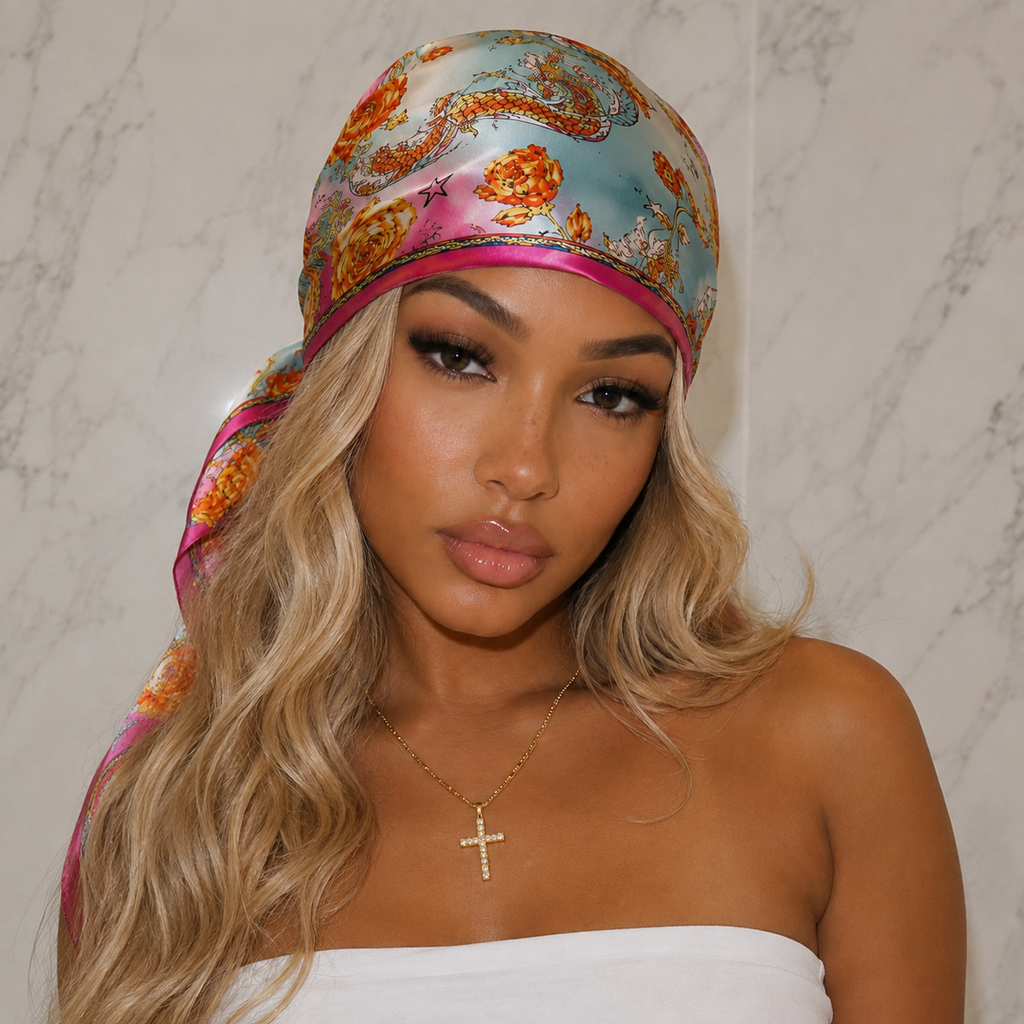 Dragon Rose Satin Scarf