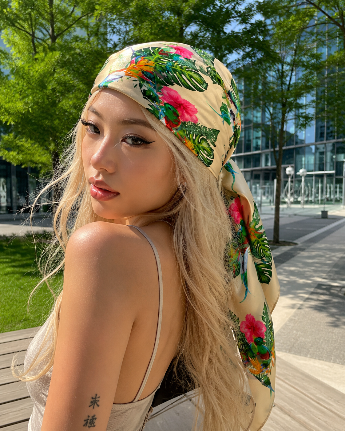 Tropical Paradise Luxury Satin Scarf