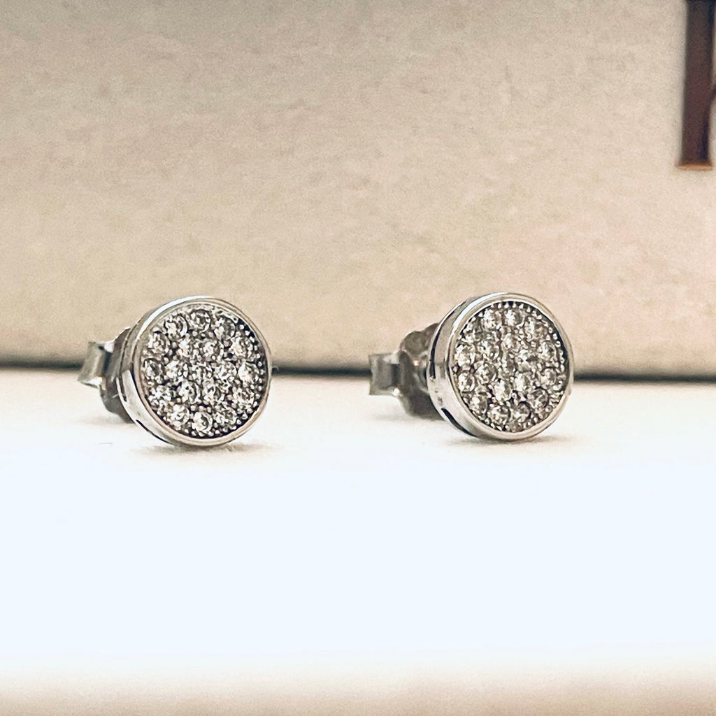 Classic 925 Sterling Silver Round Stone Stud Earrings