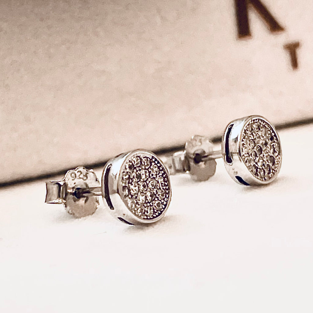Classic 925 Sterling Silver Round Stone Stud Earrings
