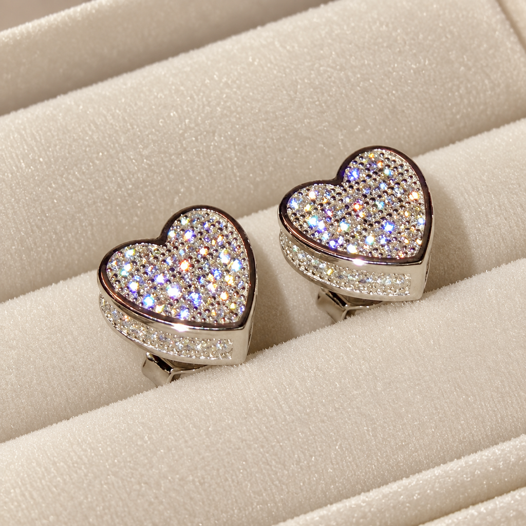 Hearts and Sparkle Sterling silver earrings
