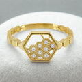 10KT Gold Honeycomb Ring