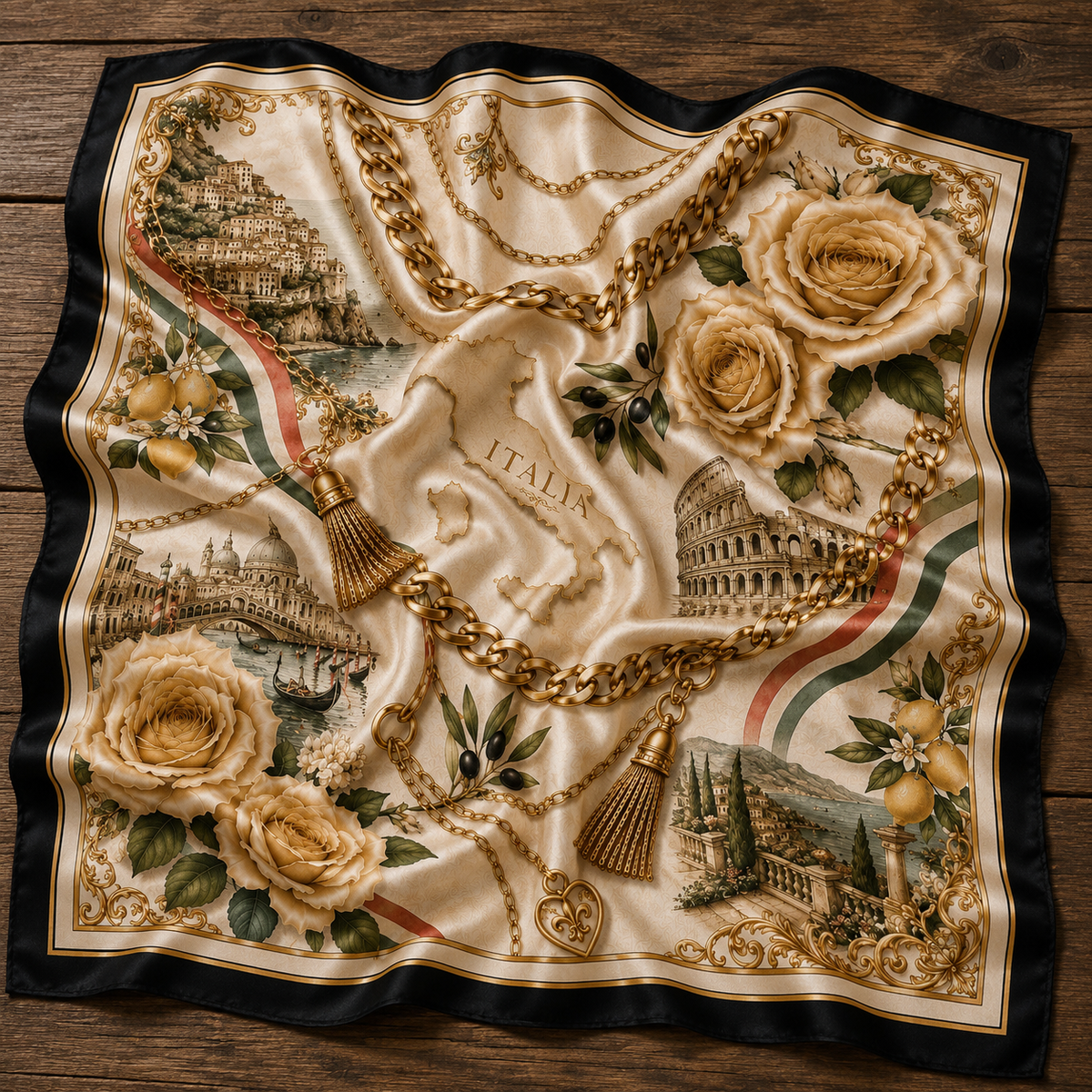 Beautiful Italy Heritage Satin Scarf