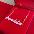 Custom Pink Enamel Name Necklace