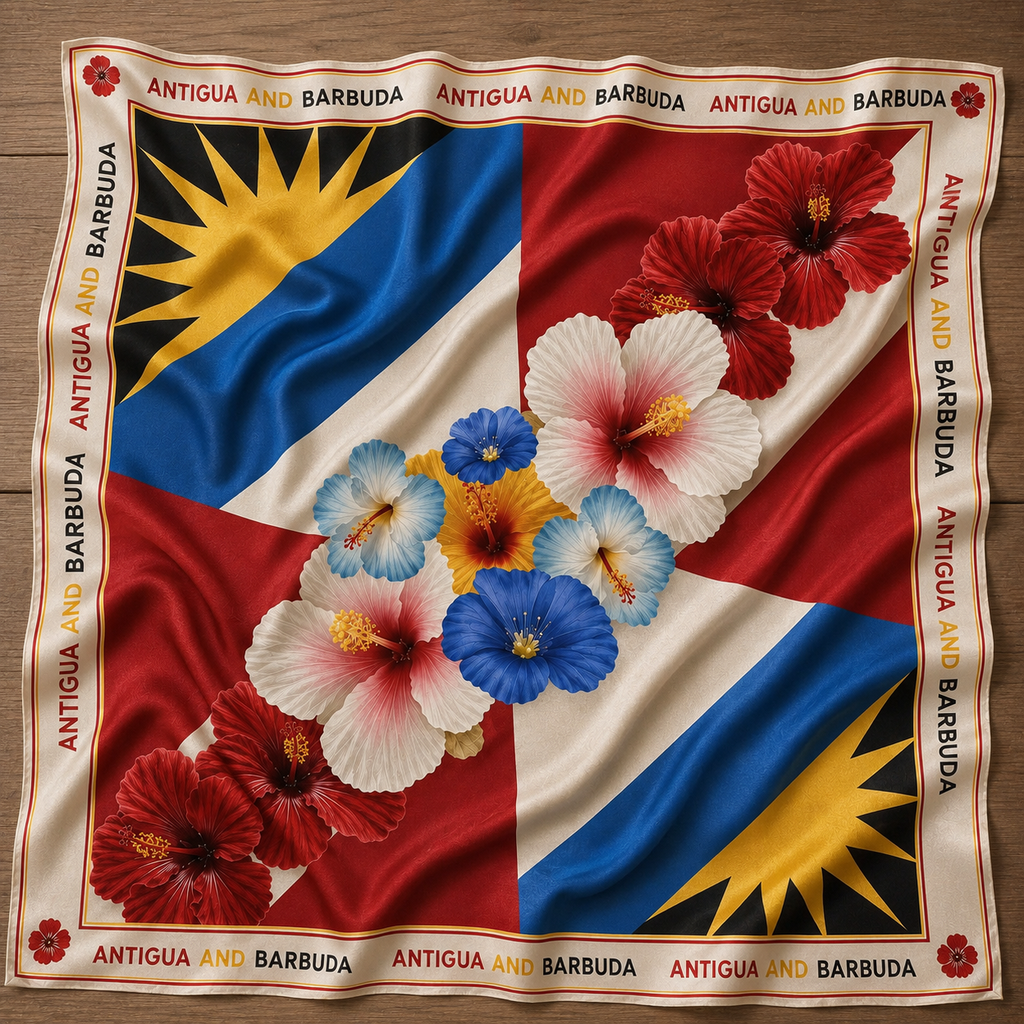 Beautiful Antigua & Barbuda Luxury Satin Scarf