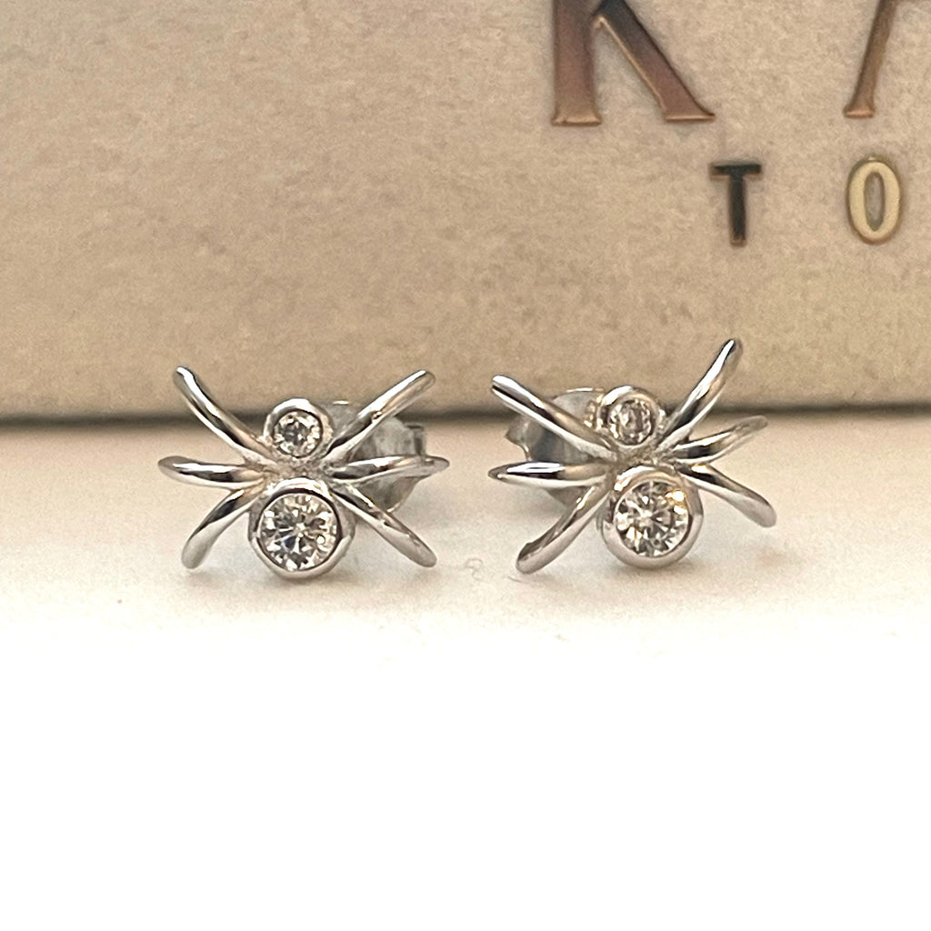 Spider Stud Earrings 925 Sterling Silver