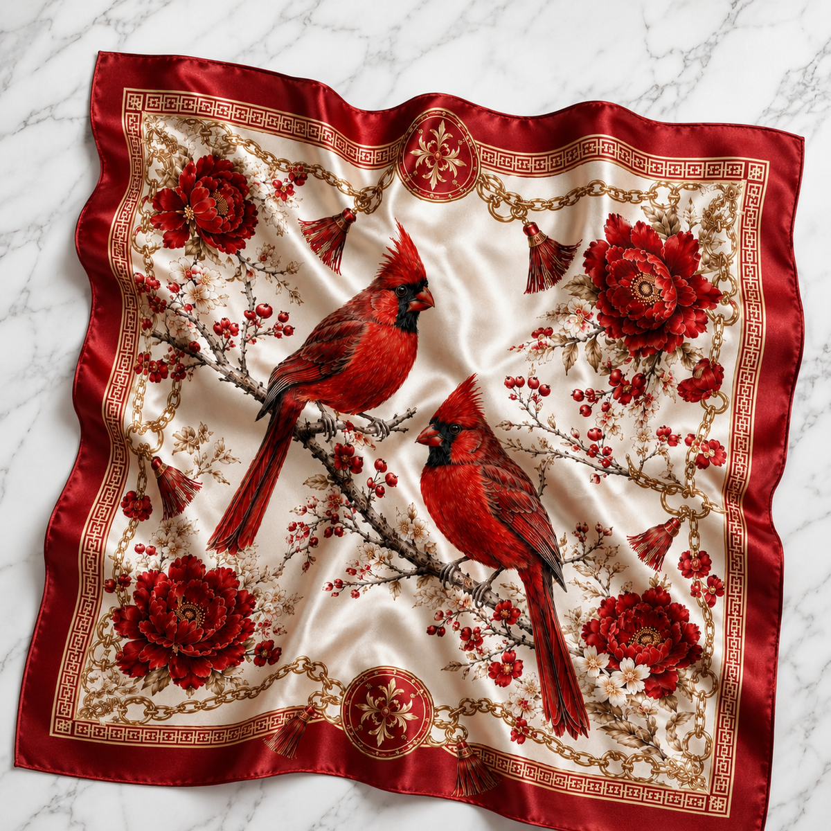 Red Cardinal Luxury Satin Scarf
