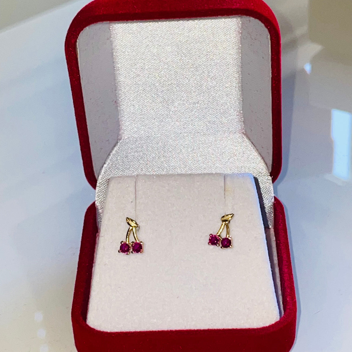 Sterling Silver Cherry Stud Earrings