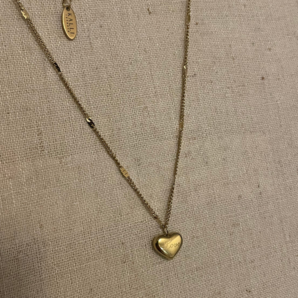 Gold Plated Stainless Steel Love Letters Heart Necklace