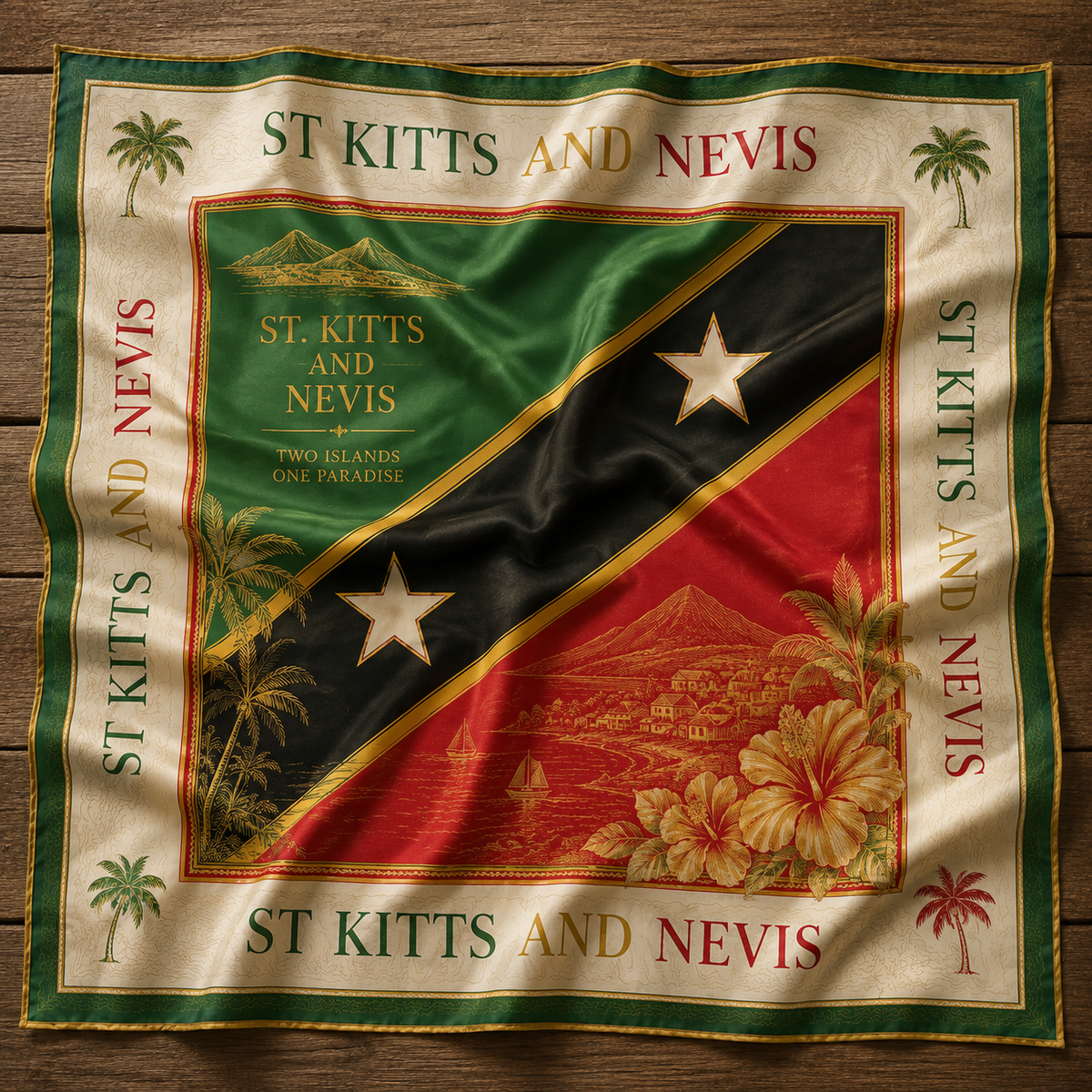 St. Kitts and Nevis Satin Scarf