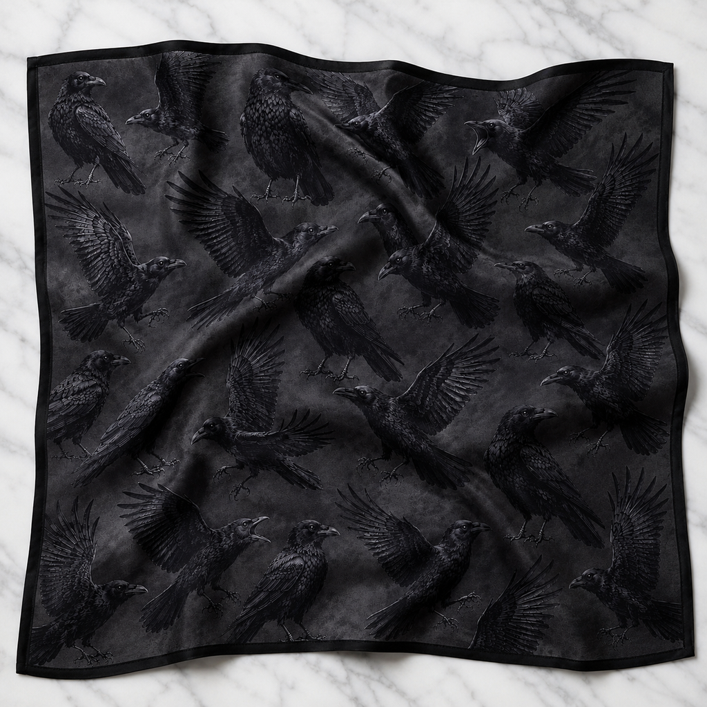 Black Crows Satin Scarf
