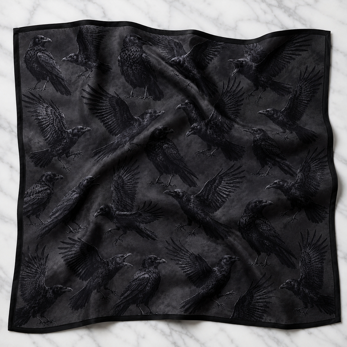 Black Crows Satin Scarf
