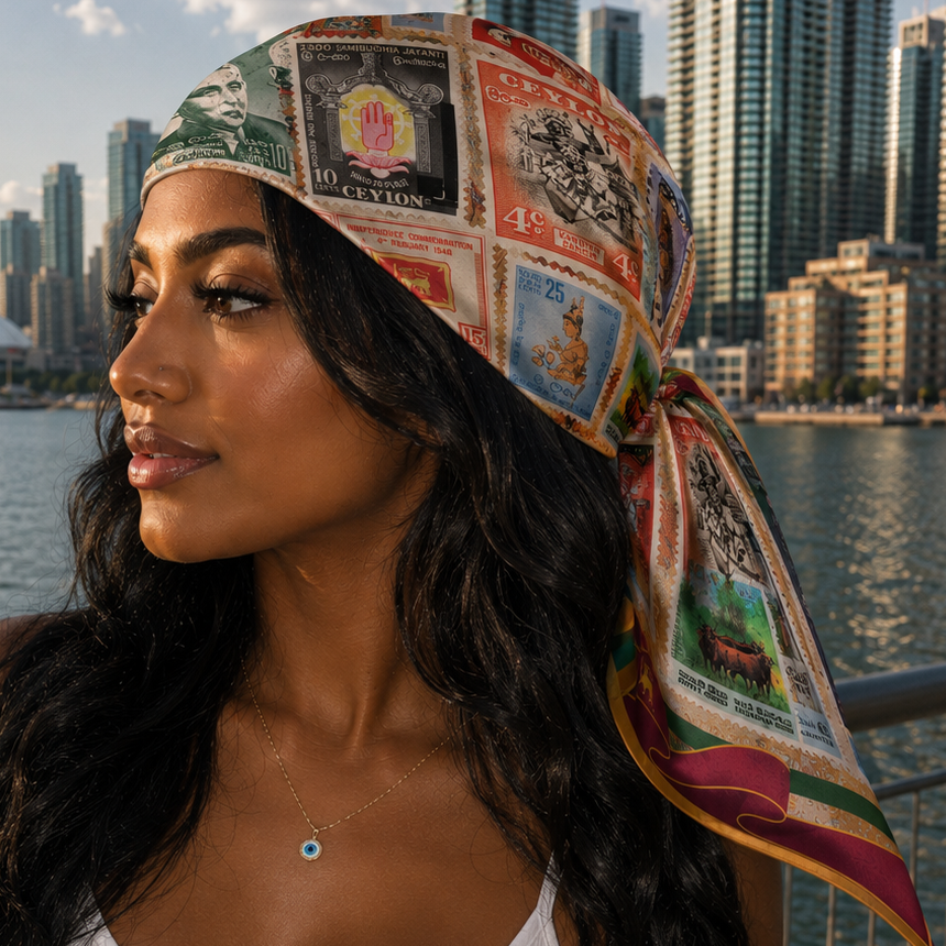 Sri Lanka Stamp Satin Scarf