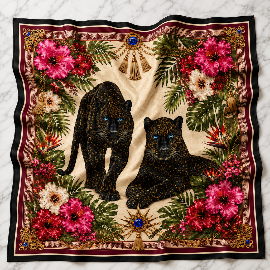 Midnight Panther Satin Scarf
