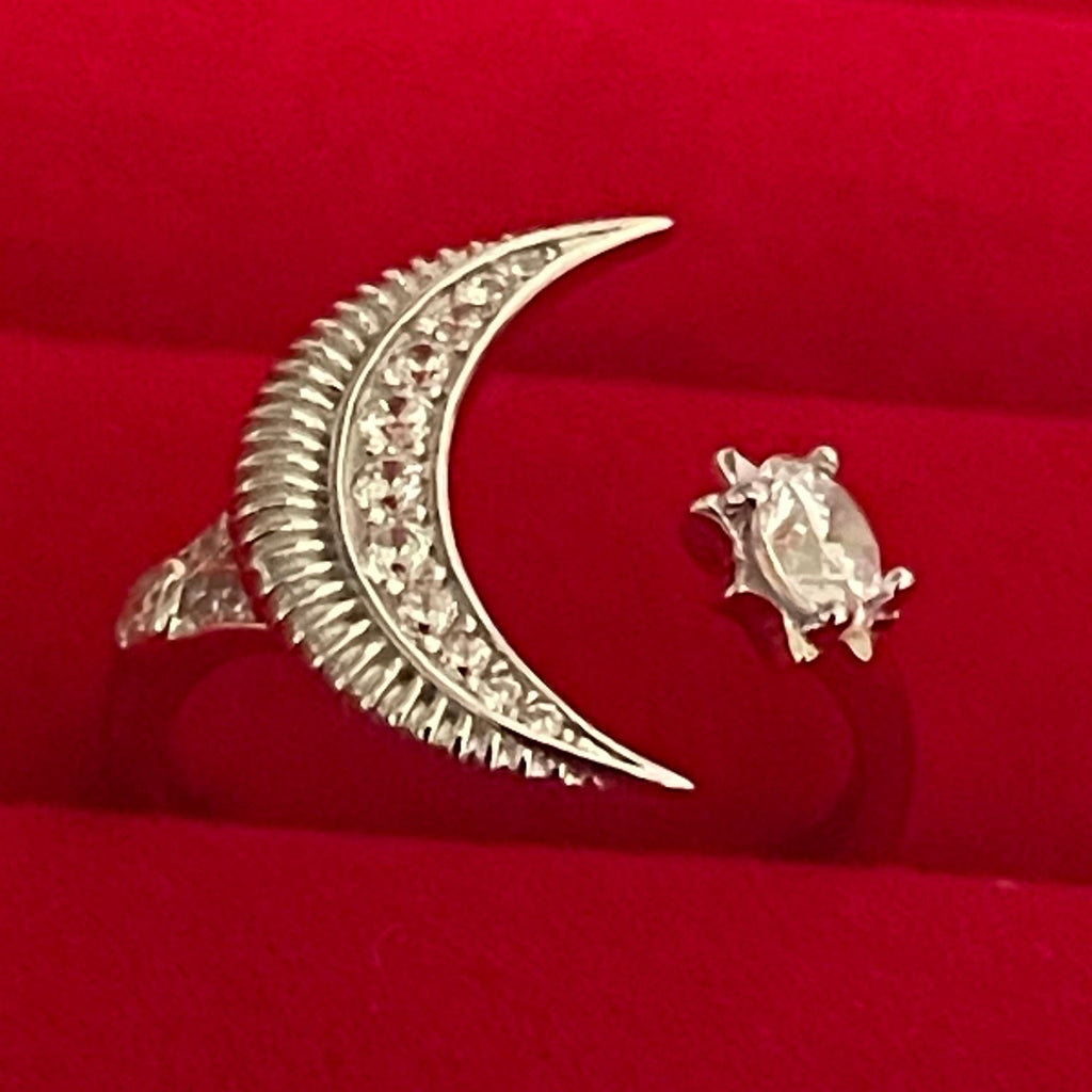 Celestial Moon & Sun Sterling Silver Ring