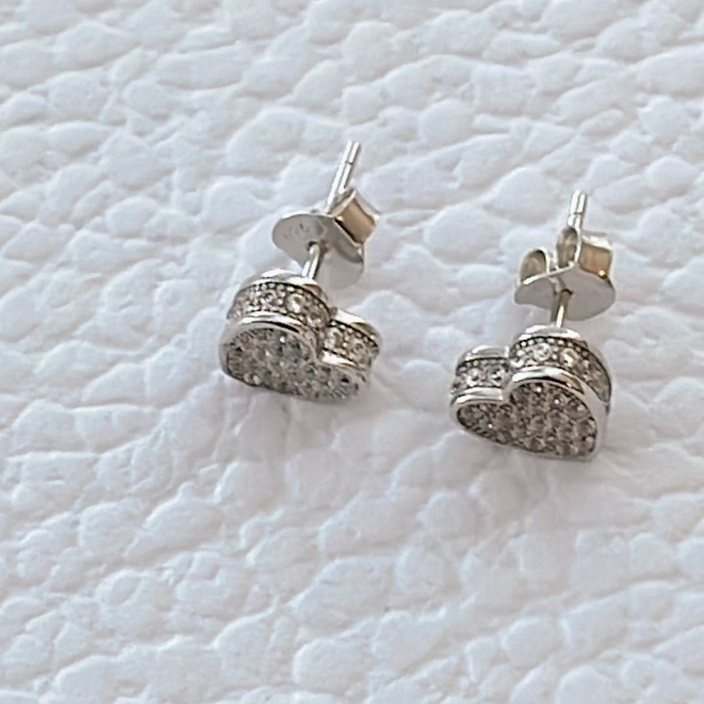 Hearts and Sparkle Sterling silver earrings