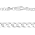 4.5mm 925 Italian Sterling Silver 6-Side Diamond Cut Curb Chain
