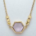 10KT Gold Hexagon Amethyst Necklace