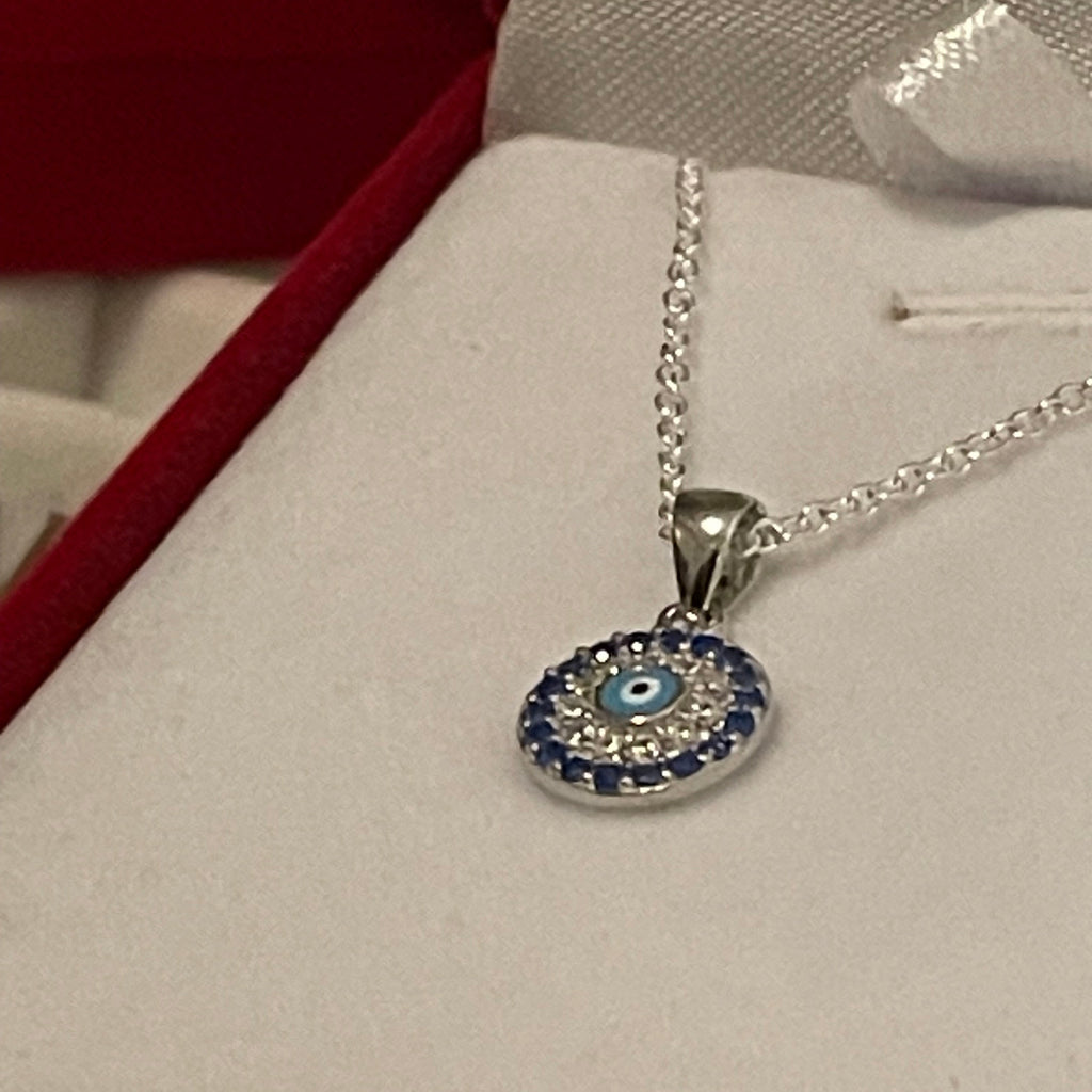 925 Sterling Silver CZ Evil Eye necklace
