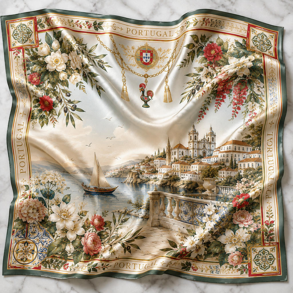 Beautiful Portugal Heritage Satin Scarf