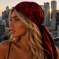 Crimson Lace Satin Scarf