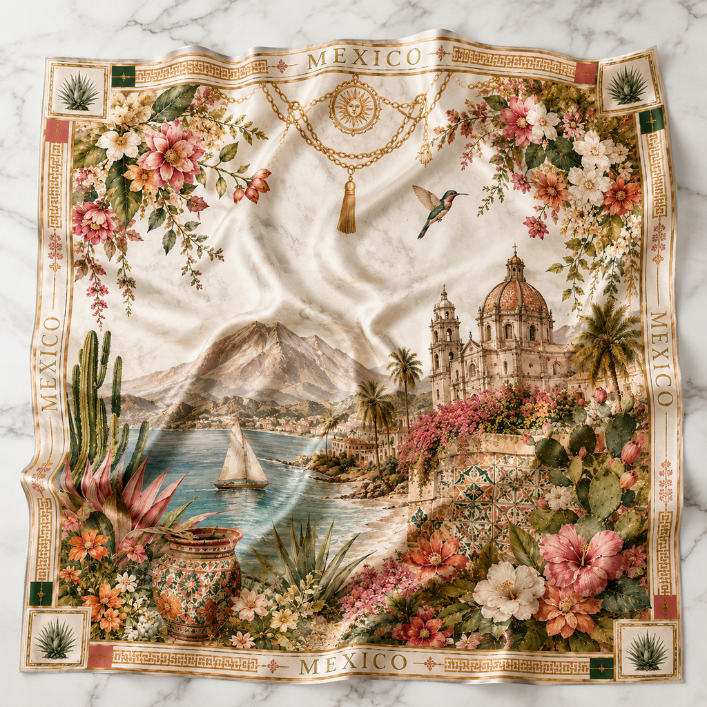 Beautiful Mexico Heritage Satin Scarf