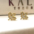 Maple Leaf 925 Sterling Silver CZ Stud Earrings