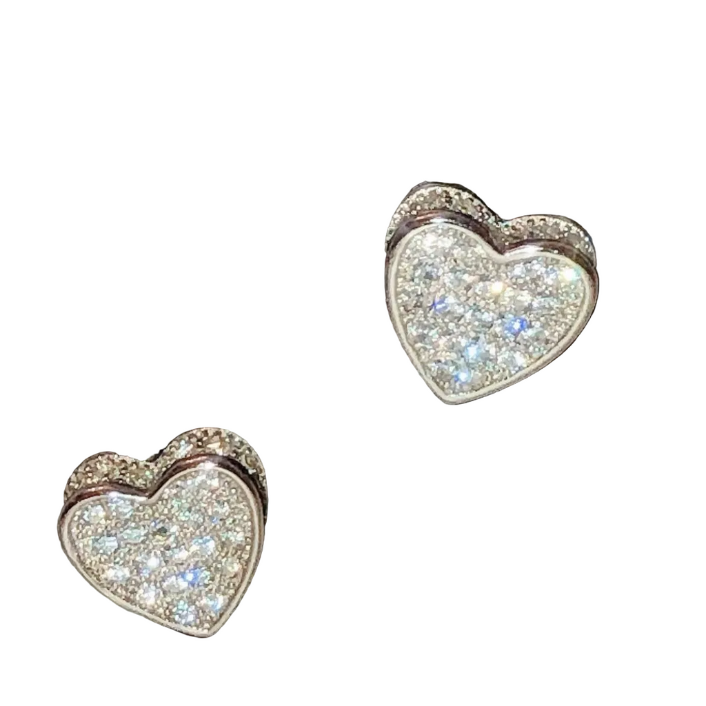Hearts and Sparkle Sterling silver earrings